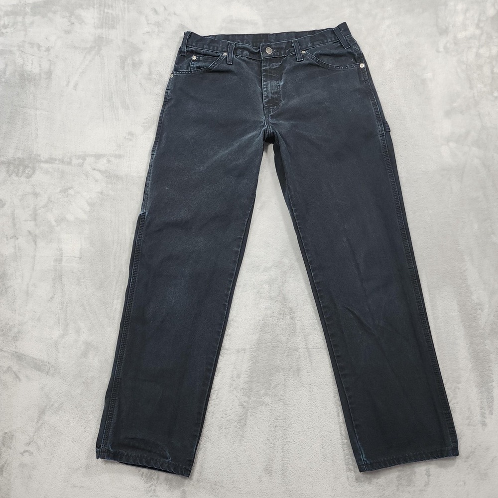 Vintage Dickies Jeans Mens 32x32 Black Relaxed Fit Carpenter Heavyweight Canvas